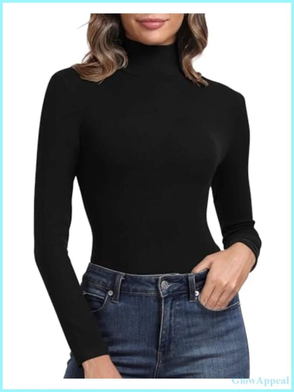 Ribbed Turtleneck Fitted Long Sleeve Thermal Layering Top